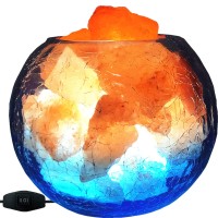 V.C.Formark Usb Himalayan Salt Lamp, Salt Rock Lamp With Natural Salt Chunks Bring Visual Impact Of Ice And Fire To You, Used For Desk, Bedroom, Living Room And Gift - Color Changing + Warm Light Mode