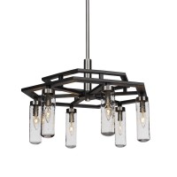 Salinda 6 Light Chandelier In Matte Black & Brushed Nickel Finish With 2.5 Clear Bubble Glass