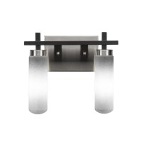 Salinda 2 Light Bath Bar In Matte Black & Brushed Nickel Finish With 2.5 White Muslin Glass