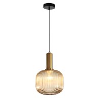 I-Xun Pendant Light Fixtures Modern Pendant Lighting For Kitchen Island Farmhouse Striped Glass Pendant Light Shade (7.87'', Amber)