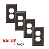 Value 4-Pack Duplex Outlet Wall Plate Decorative Steel, Oil Rubbed Bronze