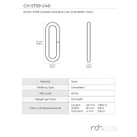 Rch Hardware Chs59395Pc3 Steel Fixture Chain Polished Chrome 3Ft