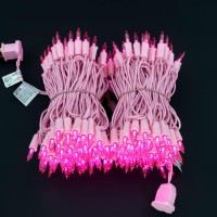 Yuletime Pink Led Christmas Lights With Pink Wire 66 Feet 200 Count Ul Certified Commercial Grade Led Holiday String Light Set