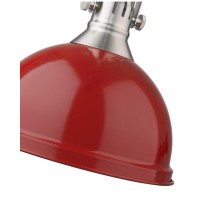 Emliviar Dome Pendant Light 14 Inch, Hanging Light Fixture With Metal Shade, Red And Brushed Nickel Finish, 4054L Bn/Red