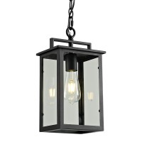 Smeike Outdoor Pendant Light Exterior Hanging Lantern, Led Outdoor Chandelier Lighting For Porch, Farmhouse Matte Black Finish With Clear Glass, Height Adjustable