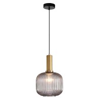 I-Xun Pendant Light Fixtures Modern Pendant Lighting For Kitchen Island Farmhouse Striped Glass Pendant Light Shade (7.87'', Grey)