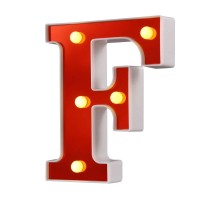 Samapet Light Up Letters Led Marquee Letter Lights Alphabet Night Lights Sign For Wedding Birthday Party Christmas Home Bar Decoration, Red Mirrored Surface - F