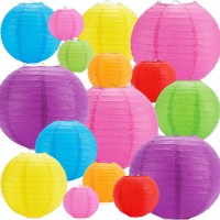 16Pcs Colorful Paper Lanterns, Multi-Color Chinese Or Japanese Hanging Paper Lanterns Decoration For Party, Classroom, Wedding, Home Decoration(Size Of 4?, 6?, 8?, 10?)