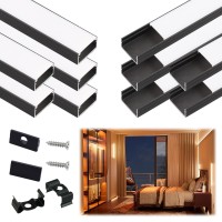 Muzata 10Pack 3.3Ft/1M Wider Led Channel System With Milky White Cover Black Aluminum Led Strip Channel For Waterproof Led Strips Up To 16Mm U102 Bw