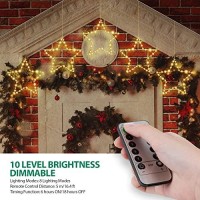 Maoyue Window Lights 3 Pack Christmas Window Star Lights With Timer Battery Operated Christmas Decorations 8 Lighting Modes With 3 Remote Controls For Outdoor, Indoor, Porch, Party, Warm White