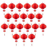 Asian Home Red Paper Lantern Hanging Lanterns For Chinese Spring Festival, Wedding, Celebration, Lantern Festival Festive Decoration (14 Inch) (20 Piece)