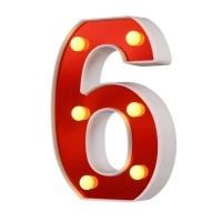 Samapet Light Up Numbers Led Marquee Number Lights Numeral Night Lights Sign For Wedding Birthday Party Christmas Home Bar Decoration, Red Mirrored Surface - 6