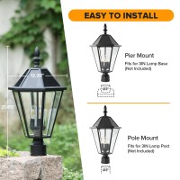 Lutec 12513Le4-Sl-Head Led Post Solar Light Outdoor, Dusk To Dawn Vintage Street Lights For Lawn Patio Yard Pathway Garden Mount (Base Not Included)