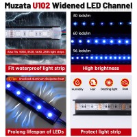 Muzata 10Pack 3.3Ft/1M Black Led Channel With Smoky Black Led Strip Cover Low Profile For Waterproof Led Strip Lights, U-Shape Aluminum Channel Track U102 1M Bb, Lu2 Lp1