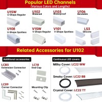 Muzata 10Pack 3.3Ft/1M Black Led Channel With Smoky Black Led Strip Cover Low Profile For Waterproof Led Strip Lights, U-Shape Aluminum Channel Track U102 1M Bb, Lu2 Lp1