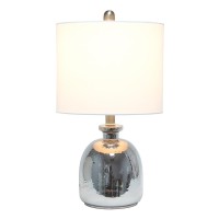 Elegant Designs Silvery Glass Table Lamp With White Shade