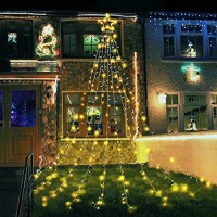 Maoyue Outdoor Christmas Decorations Waterproof 335 Led Star Lights 8 Lighting Modes Christmas Lights Outdoor Decoration Lights For Yard, Christmas, New Year, Wedding, Party (Warm White)