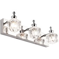 Presde Bathroom Vanity Lights Fixture Over Mirror 3 Lights Led Modern Chrome Fixtures Crystal Glass Globe(Exclude Bulb)