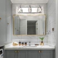 Presde Bathroom Vanity Lights Fixture Over Mirror 3 Lights Led Modern Chrome Fixtures Crystal Glass Globe(Exclude Bulb)