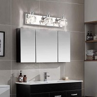 Presde Bathroom Vanity Lights Fixture Over Mirror 3 Lights Led Modern Chrome Fixtures Crystal Glass Globe(Exclude Bulb)