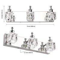 Presde Bathroom Vanity Lights Fixture Over Mirror 3 Lights Led Modern Chrome Fixtures Crystal Glass Globe(Exclude Bulb)