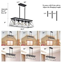 Xipuda 5-Light Pendant Lights Fixture, Farmhouse Chandeliers For Dining Room, Rustic Island Lights For Kitchen, Rectangular Chandelier Rustic Farmhouse Light Fxiture