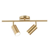 Kco Lighting Modern 2-Light Gold Track Lighting Fixture Flush Mount Brushed Brass Track Lights Kit Mid Century Industrial Adjustable Ceiling Spot Lights Indoor For Kitchen Island (2-Light)