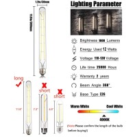 Hxmls Dimmable Led Tubular Bulb T300,T30 Long Tube Edison Light Vintage Filament Bulb12W,100W Equivalent,4000K Daylight White,Clear Glass Cover E26 Medium Base,11.8Inch(4 - Pack.