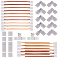 Fsjee 3 Pin Led Strip Connector Kit, Include Led Corner Connector, Unwired Gapless And T Shape Connector,Strip To Strip And Strip To Controller Jumper For 10Mm 3Pin Ws2811 Ws2812 Led Strip