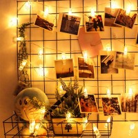 Dopheuor Led Photo Clip Copper String Lights Starry Fairy Warm White Lights Battery Powered For Hang Pictures Cards Bedroom Wall