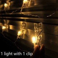 Dopheuor Led Photo Clip Copper String Lights Starry Fairy Warm White Lights Battery Powered For Hang Pictures Cards Bedroom Wall