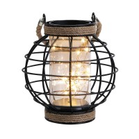 Jhy Design Metal Cage Led Lantern Battery Powered,7.3