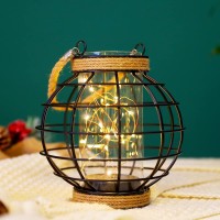 Jhy Design Metal Cage Led Lantern Battery Powered,7.3