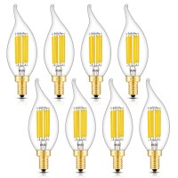 Crlight 6W Led Candelabra Bulb 3000K Soft White, 70W Equivalent 700Lm, E12 Dimmable Led Chandelier Light Bulbs, Antique Edison Style Ca11 Candle Flame Tip Clear Chandelier Light Bulbs, 8 Pack