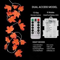 Thanksgiving Decorations Golden Maple Lighted Fall Garland 10Ft 20 Leds 2Pack Maple Leaves Waterproof Battery Operated String Lights With Remote Control Timer For Halloween, Christmas, Decorations