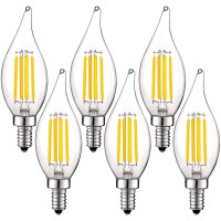 Luxrite Vintage Candelabra Led Bulb 60W Equivalent, 550 Lumens, 3000K Soft White, Led Chandelier Light Bulbs 5W, Dimmable, Flame Tip Clear Glass, Filament Led Candle Bulbs, E12 Base (6 Pack)