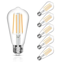 Langree Antique Vintage Led Light Bulbs, St58 Edison Led Bulb, Equivalent 60W, Soft White 2700K, E26 Medium Base, Non-Dimmable, Cri 80+ Led Filament Bulbs, Pack Of 5