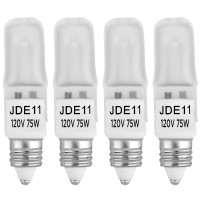 4-Pack Jde11 120V 75W Frosted Halogen Jde11 75W Bulb Warm White 75 Watt T4 E11 Bulb Frosted Jd E11 T4 75W For Chandeliers, Pendants, Table Lamps, Cabinet Lighting, Mini-Candelabra Base T4 Bulb