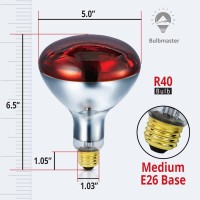 Bulbmaster 250 Watts R40 Red Heat Lamps Outdoor Bulbs For Pets Flood Light Bulb For Chickens Infrared Reflector 250W R40 Incandescent Medium E26 Base 2 Pack