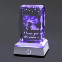 Hochance 3D Sweetheart Crystal Multicolor Nightlight - I Love You Decolamp - Perfect Thanksgiving Christmas Day Gift Ideas For Girlfriend Wife Mom - Valentines Anniversary Birthday Presents For Her