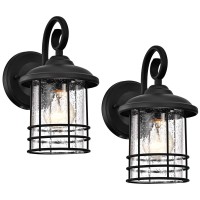 Micsiu Outdoor Wall Lantern 1-Light 2 Pack Exterior Wall Sconce Lamp Porch Light Fixture Waterproof With Clear Seedy Glass,Textured Black For Entryway, Home, Patio,Garage,Doorway