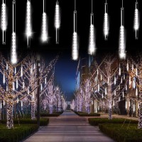 Maoyue Meteor Shower Lights, 16 Tubes 640 Led Icicle Lights Outdoor Christmas Decorations Lights Waterproof Cascading Lights For Holiday Decorations, Tree, Eaves, Roof, Yard, Garden, Party, Cold White