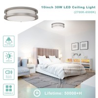 Romwish Led Ceiling Light Fixture 30W,10 Inch Dimmable Flush Mount Ceiling Light With Remote Control, 2700-6500K Light Color Changeable, For Bedroom, Kitchen, Bathroom, Stairwell