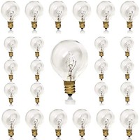 G40 Replacement Bulbs, Incandescent Bulbs Clear Globe G40 Bulbs For String Lights Screw Base Outdoor/Indoor 5W-Fits E12 And C7 Sockets, 1.5-Inch, Pack Of 25. (Gold) (Gold)