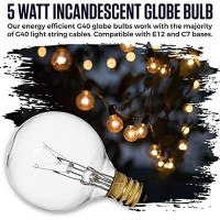 G40 Replacement Bulbs, Incandescent Bulbs Clear Globe G40 Bulbs For String Lights Screw Base Outdoor/Indoor 5W-Fits E12 And C7 Sockets, 1.5-Inch, Pack Of 25. (Gold) (Gold)