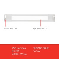 Ultrapro 24 Inch Plug-In Linkable Under Cabinet Lights, High/Low/Off, Warm White Light (2700K), Led Under Cabinet Lighting, Under Counter Lights For Kitchen, 44107