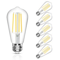 Langree Antique Vintage Led Light Bulbs, St58 Edison Led Bulb, Equivalent 60W, Daylight White 4000K, E26 Medium Base, Non-Dimmable, Cri 80+ Led Filament Bulbs, Pack Of 5