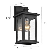 Micsiu 2 Pack Outdoor Wall Sconce 12 Inch Black Exterior Light Fixtures With Clear Seedy Glass Metal Outside Lights For House