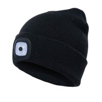 Mofek Rechargeable Led Beanie Cap, Hands Free Led Flashlight Lighted Headlamp Hat, Warmer Knit Cap Hat (Black)