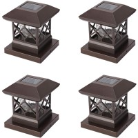 Twinsluxes Fence Post Cap Light Led Solar Lights For Deck Posts Solar Post Caps Light Outdoor For 35X354X45X5 Posts Wood